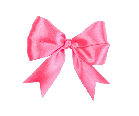 Satin gift bow isolated on whiteの写真素材