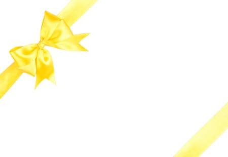 Satin gift bow isolated on whiteの写真素材