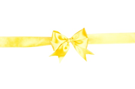 Satin gift bow isolated on whiteの写真素材