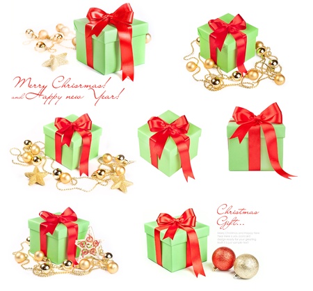 Holiday gift with ribbon red bowの写真素材