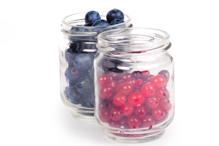 Blueberries and cranberriesの写真素材