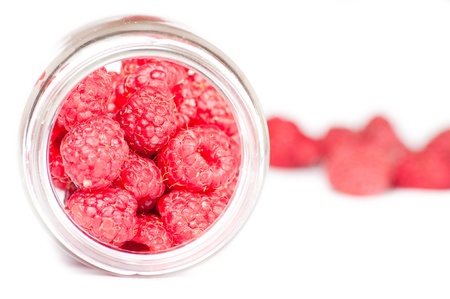 Fresh red raspberriesの写真素材
