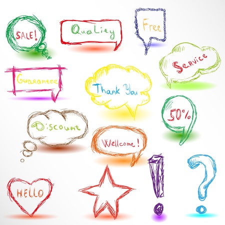 Colorful hand drawn speech bubblesの写真素材