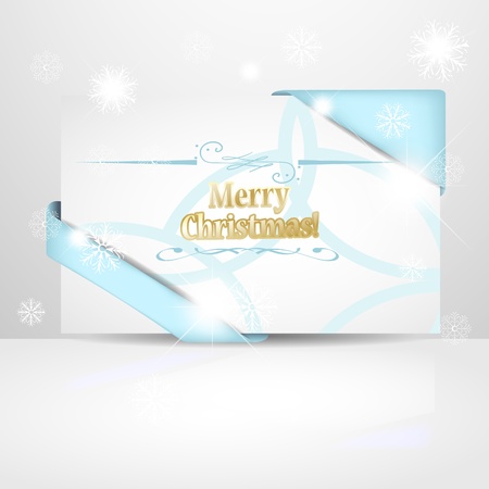 Soft blue Christmas card with snowflakes and glareの写真素材
