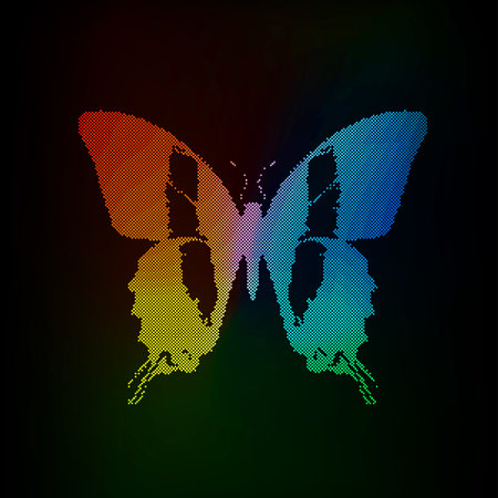 color butterfly isolated on black backgroundのイラスト素材