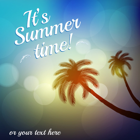 Summer Poster with palm, easy all editableのイラスト素材
