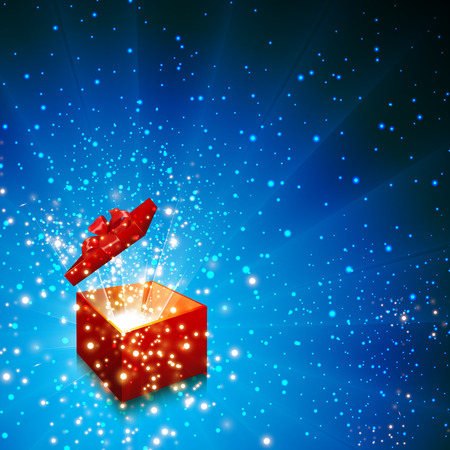 Open gift box Christmas vector background, easy editableのイラスト素材