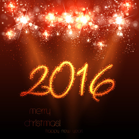 Happy New Year 2016 celebration background easy all editableのイラスト素材
