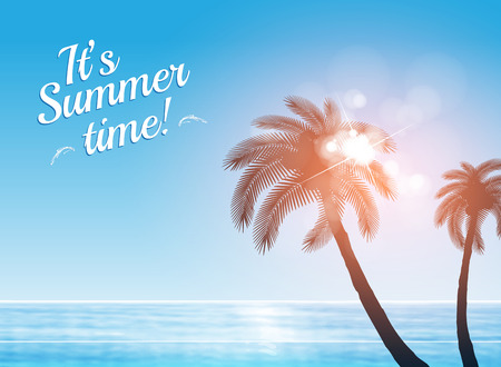 Beach poster with palm easy all editableのイラスト素材