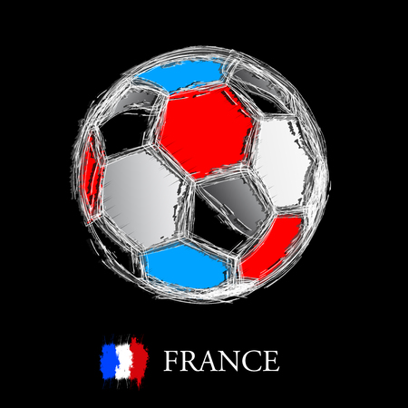 French flag with soccer ballのイラスト素材