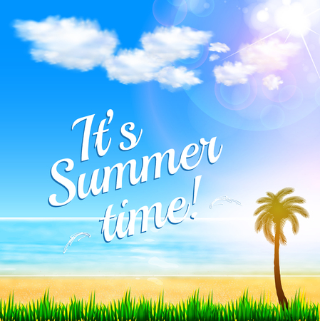 Summer beach background easy all editablのイラスト素材
