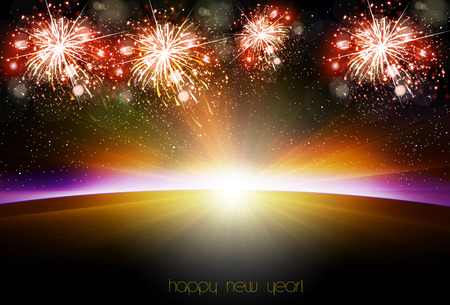 Happy New Year sunrise easy all editableのイラスト素材