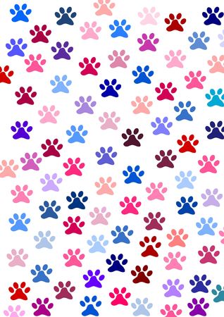 Colourful footprints of a catの写真素材