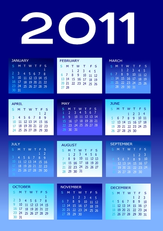 2011 calendar in blue and whiteのイラスト素材