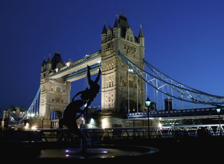 Tower Bridge at nightの写真素材