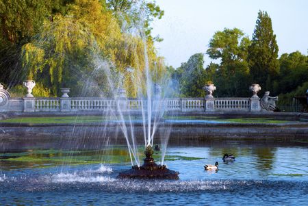 Fountain in Italian Gardens, Hyde Park Londonの写真素材