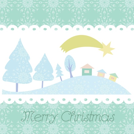 Christmas card with trees vector backgroundのイラスト素材