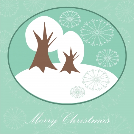Christmas card with winter trees vector backgroundのイラスト素材