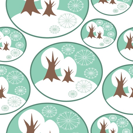 Seamless Winter pattern with winter trees vector backgroundのイラスト素材