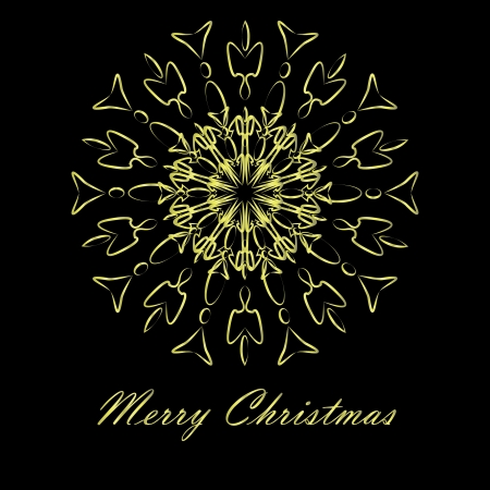 Christmas card with gold snowflakes on black backgroundのイラスト素材