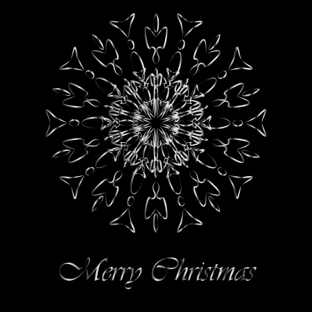 Christmas card with silver snowflakes on black backgroundのイラスト素材