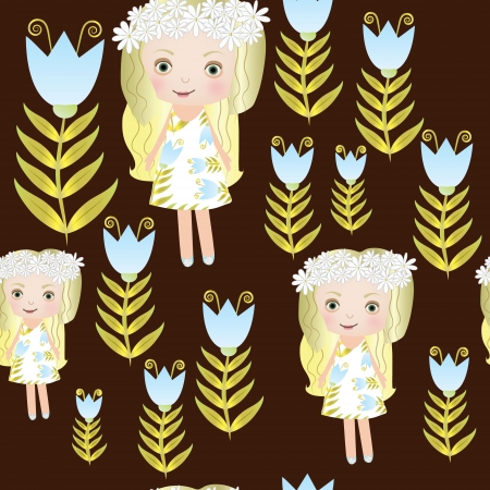 Seamless sweet small fairy girlのイラスト素材