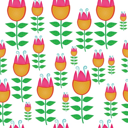 Seamless naive tulip vector repeat background EPS 10のイラスト素材