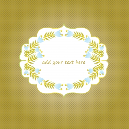 Blue and gold bell-flower frame on gold-brown background with optional text EPS 10のイラスト素材