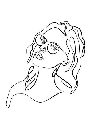 Drawing a woman in one stroke - modern painting suitable for poster printingのイラスト素材