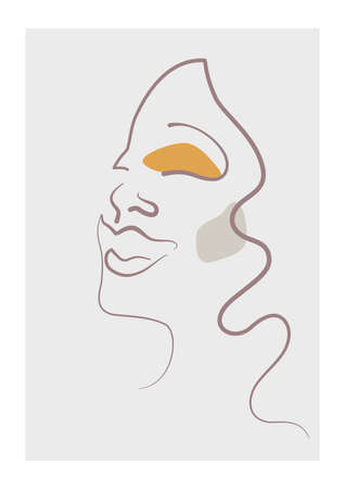 Laughing woman. One stroke vector image suitable for poster printingのイラスト素材