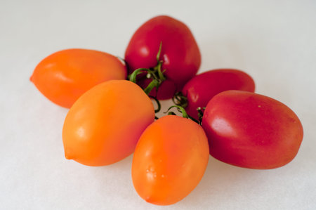 colorful red and yellow tomatosの写真素材