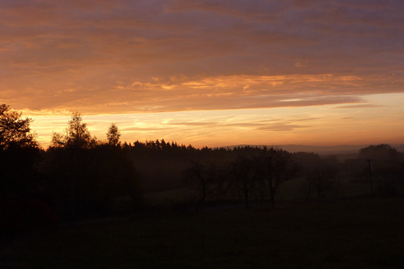 Mountain sunset, red, summerの写真素材