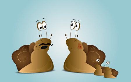 Cartoon snails familyのイラスト素材