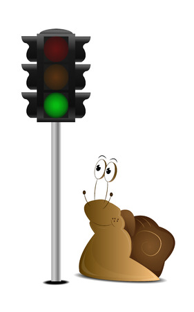 Cartoon satisfied snail with semaphoreのイラスト素材