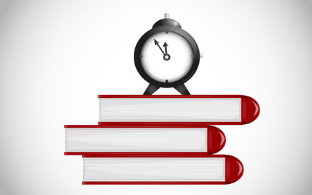 Time for school. Alarm clock on booksのイラスト素材