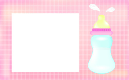 Baby girl shower card. Pink background as greeting card for newborn.のイラスト素材