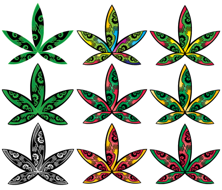 Colored marijuana leaf symbol icon vector illustrationのイラスト素材