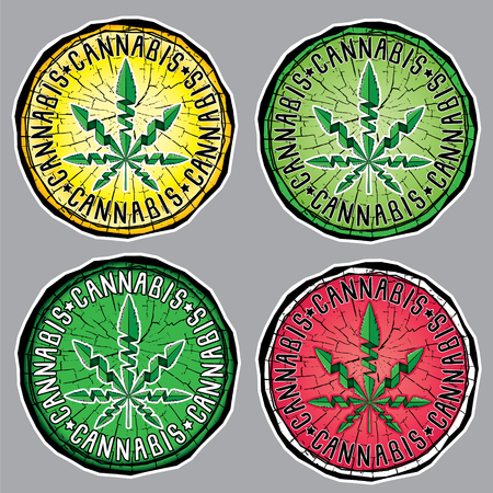 marijuana cannabis leaf symbol design sticker vector illustrationのイラスト素材