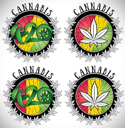 marijuana cannabis leaf symbol design stampsのイラスト素材