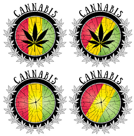 marijuana cannabis leaf symbol design stampsのイラスト素材
