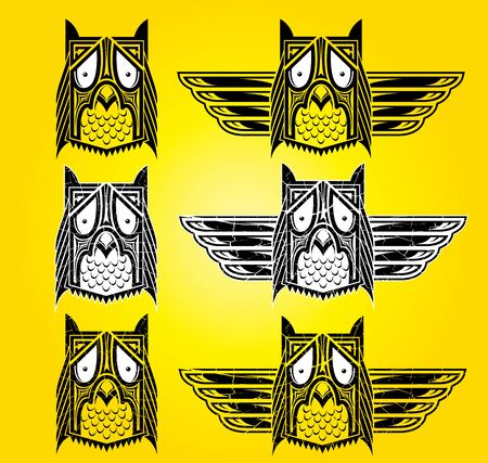 Owl totem symbol outline designのイラスト素材