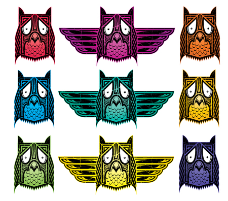 Ornamental ethnic indian style owl illustrationのイラスト素材