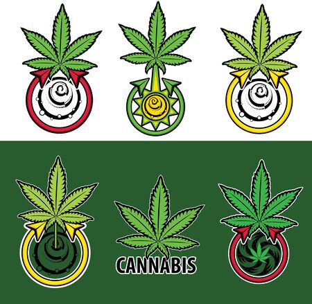 marijuana green leaf and colored arrows vectorsのイラスト素材