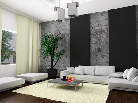 A 3d render of a modern interior.の写真素材