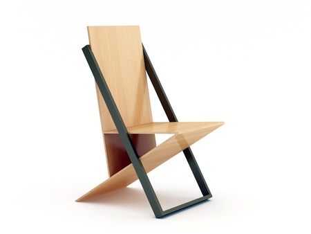 Modern wood chair on white backgroundの写真素材