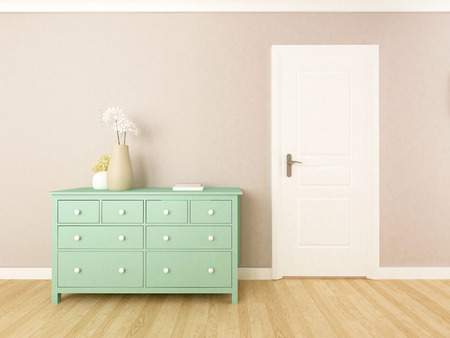 interior of hallway with a drawer cabinetの写真素材