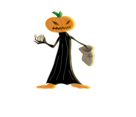 child dressed as a pumpkin that asks, trick or treatの写真素材
