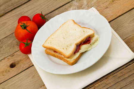 delicious hot sandwich parma ham and mozzarellaの写真素材