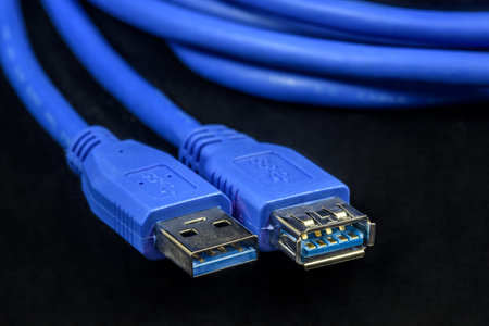 Cable for connection USB plug and socket for computers and gadgets