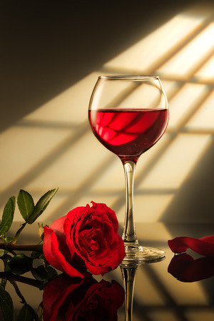 a glass of red wineの写真素材